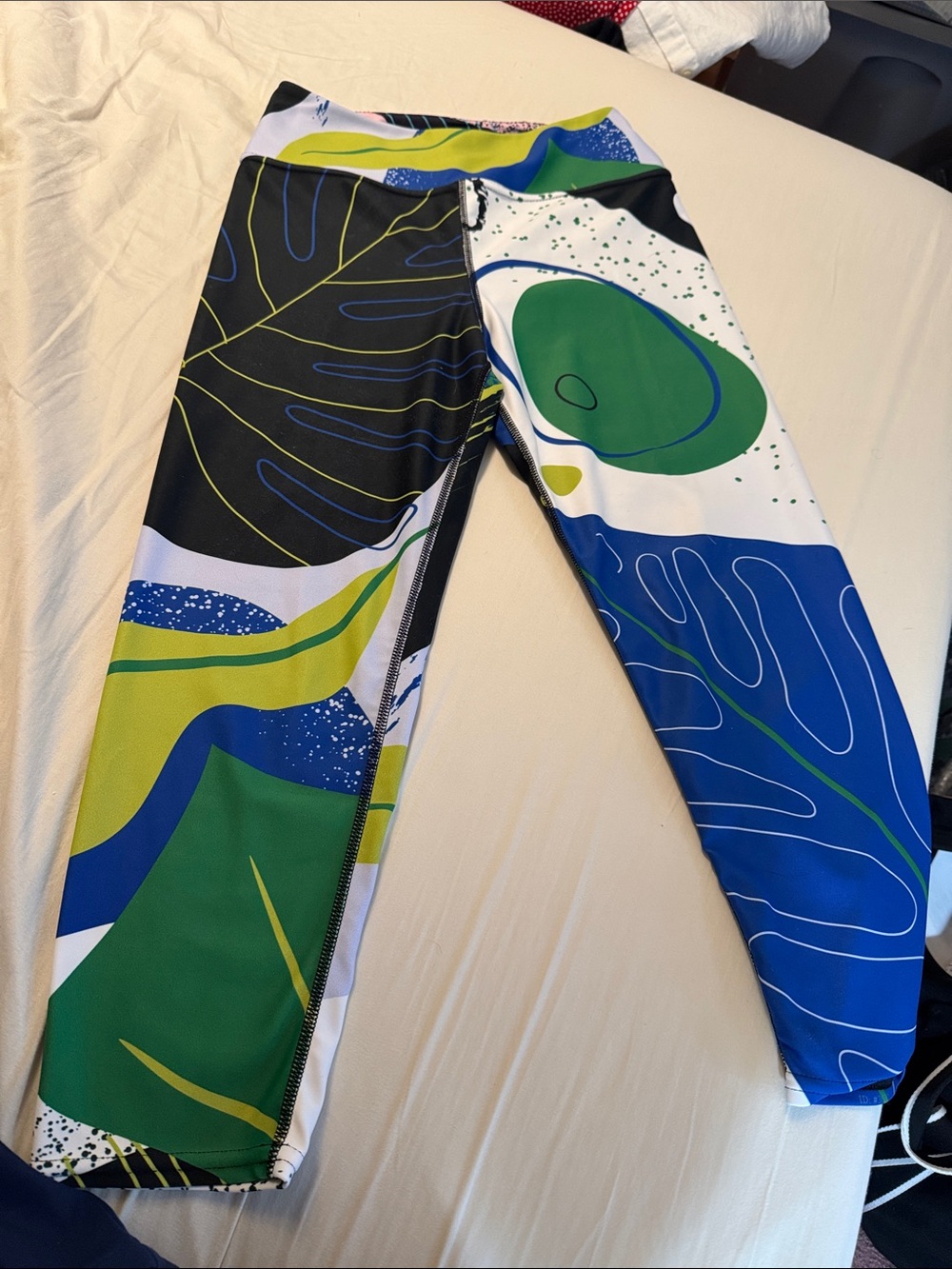 Abstract Green & Blue Printed Women's Leggings
